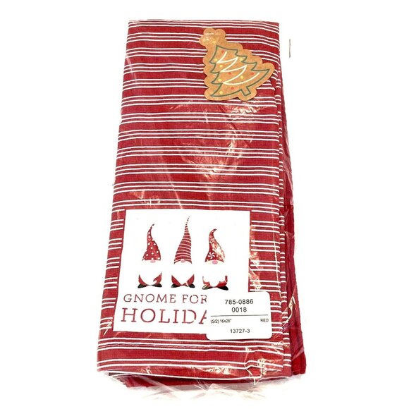 Red Holiday Christmas Gnome For The Holidays Kitchen Dish Tea Towels 2 Pack NWT - Picture 2 of 9